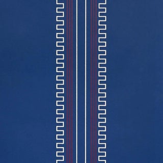 Sample - Schumacher X Mary McDonald Greco Stripe Wallpaper in Navy For Sale
