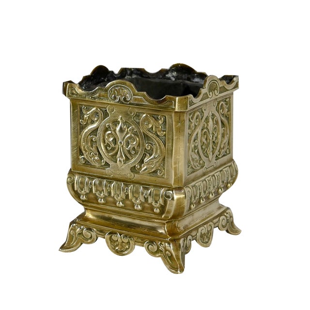 Golden Bronze Cache Pot, Late 19th Century For Sale