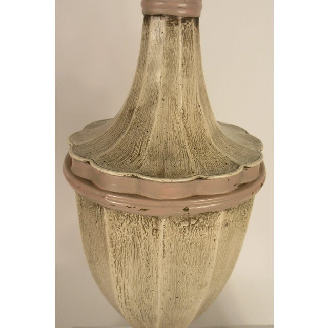 1950s Large Pink Plaster Finial Lamps - a Pair For Sale - Image 9 of 13