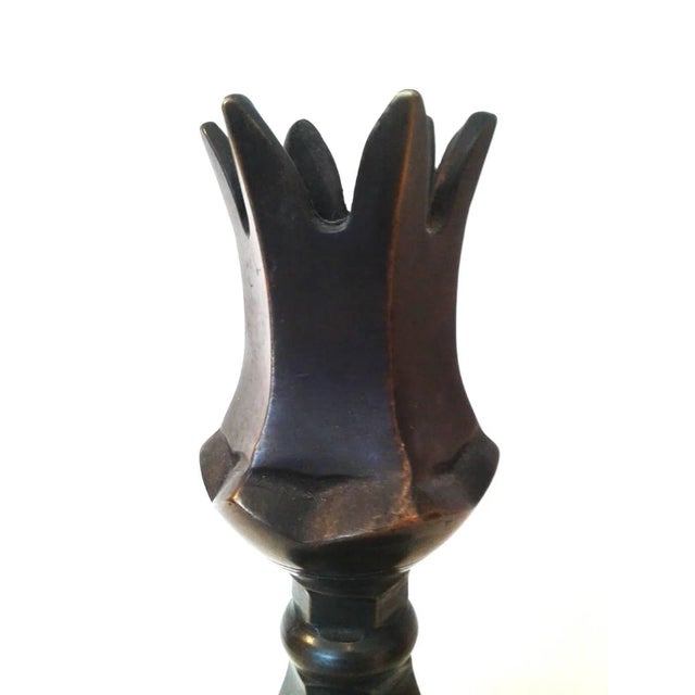 Brass Candle Holder With Crown Head, Hand-Forged, Turkey, 21st Century For Sale - Image 4 of 7