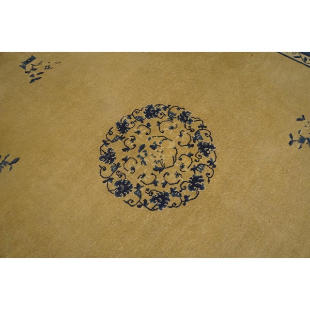Ivory Beige Cream White Hand Knotted Pile Antique Rectangle 1920s Wool Rug, Circa Date: 1920s. This exquisite piece...