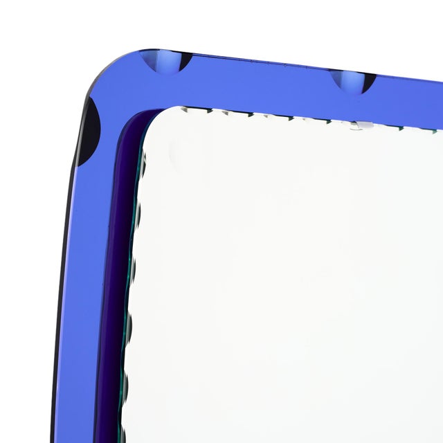 French Vintage Scalloped Mirror, Blue, Circa 1970 For Sale In Austin - Image 6 of 9