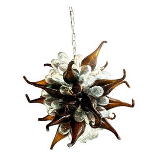 1980s Light Fixture of Recycled Hand Blown Glass For Sale