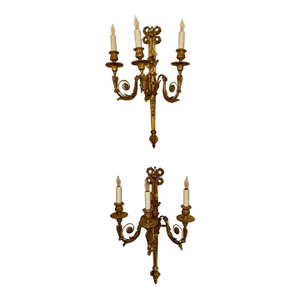 Nice Pair of French Louis XVI Carved and Giltwood Sconces