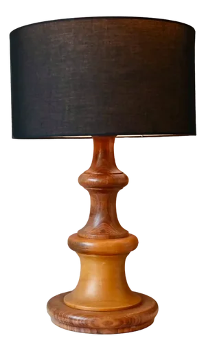 Large Brutalist Wooden Table Lamp, 1970s