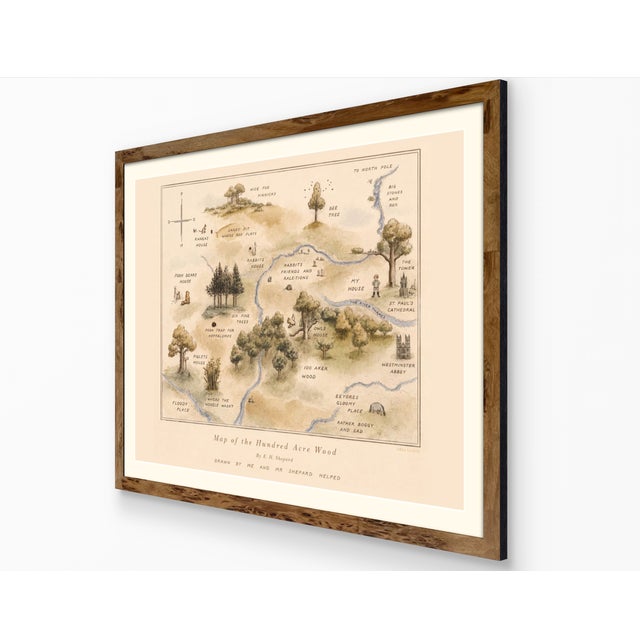 Illustration E H Shepard 1926 Antique Map of the Hundred Acre Wood Fine Art Mounted Board Print 30" X 24" For Sale - Image 3 of 12