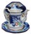 4 Antique Gaudy Welsh Ironstone Cobalt Blue Floral Teapot Pitcher & Bowls For Sale