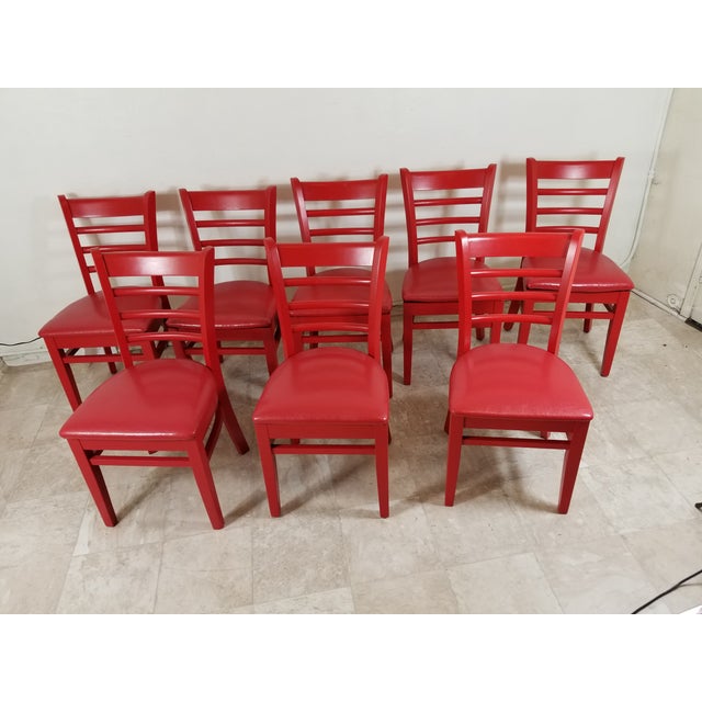 Red Dining Chairs - set of 8 For Sale - Image 9 of 13