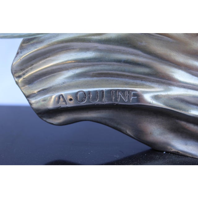 1990s Art Deco Nude Lamp/after A.Ouline Silvered Bronze For Sale - Image 10 of 18