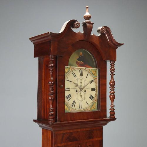 Mahogany Longcase Clock attributed to Jas Wharrie Otley For Sale - Image 4 of 13