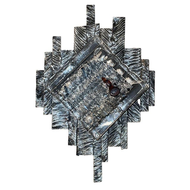 Italian Pair Italian Brutalist Glass Sconces by Albano Poli for Poliarte Italy, 1970's. For Sale - Image 3 of 11