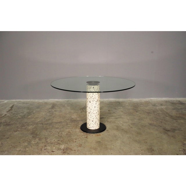 1980s Round Marble Table with Glass Top, 1980s For Sale - Image 5 of 5