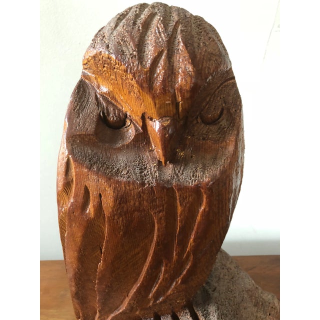 Large hand carved wood owl decoy. Nicely executed, signed by the artist "Canada, 1984".