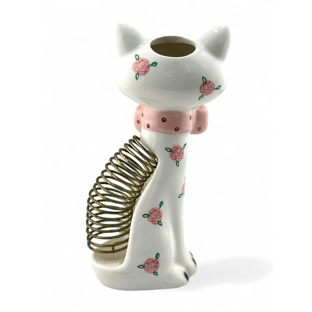 Mid-Century Modern 1960’s Norcrest Porcelain Cat Mail Letter Sorter & Pen Holder Figurine For Sale - Image 3 of 10