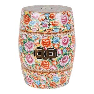 Chinese Ceramic Garden Stool With Lucky Coins