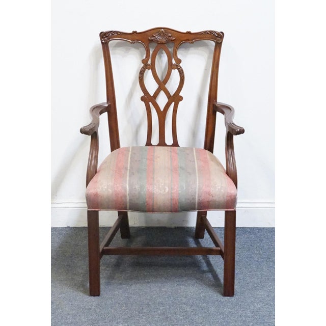 Chippendale Kindel Furniture Solid Mahogany Traditional Chippendale Style Dining Arm Chair 76-071 - Oxford Finish For Sale - Image 3 of 11