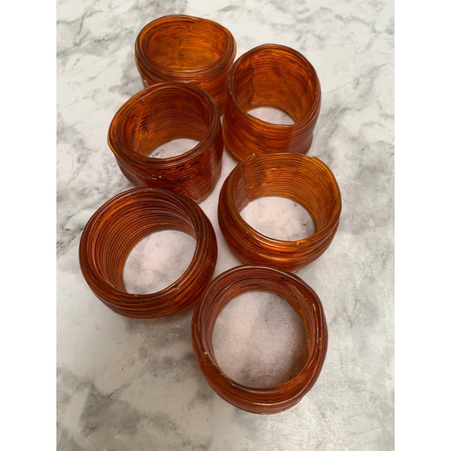 Rustic Vintage Orange Honey Toned Napkin Rings, Set of Six For Sale - Image 3 of 7