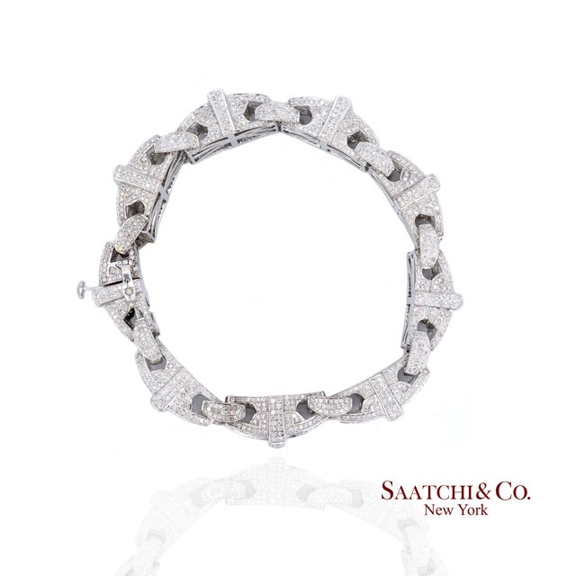 14k (585) White Gold 102.5 Grams Natural Diamond 14 Ct: Bracelet For Sale - Image 4 of 9