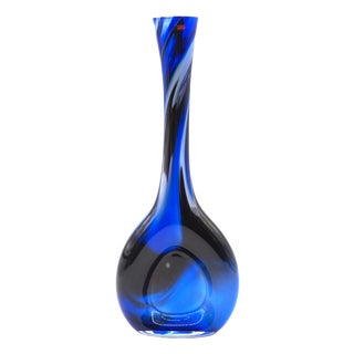 Italian Blue Handmade Glass Vase by Lino, 1980s For Sale