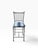 Hollywood Regency Faux Bamboo Wrought Iron Counter Stool | Spindle Back & Blue Damask Seat | Sold Individually, 5 Available For Sale - Image 3 of 12