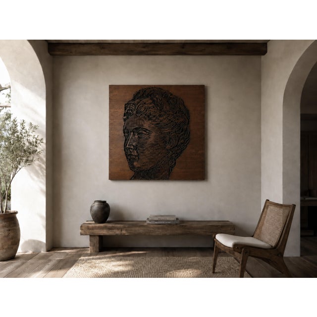 Mid-Century Modern Monumental Mid-Century Carved Op Art Relief Portrait, 1960s For Sale - Image 3 of 9