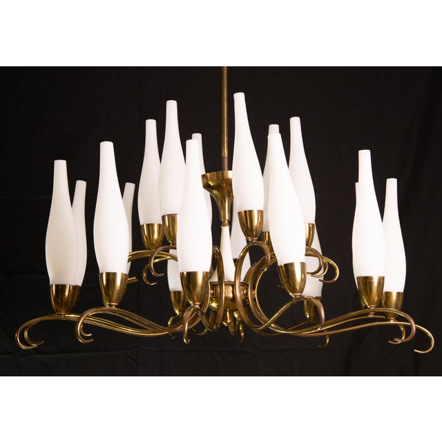 Stilnovo Brass 18 Light Chandelier, 1950s For Sale - Image 13 of 13