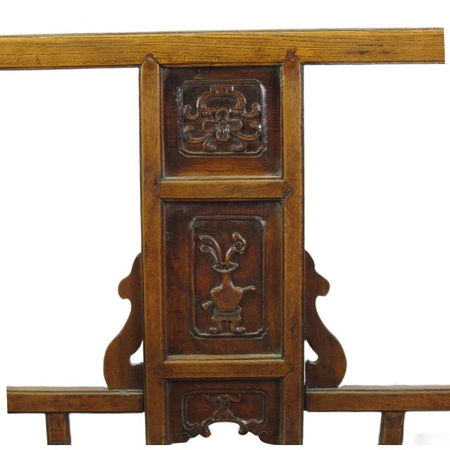 Hand Carved Back Chinese Antique Arm Chairs - Set of 2 For Sale - Image 10 of 12
