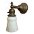 Antique Industrial Brass Wall Sconce With Frosted Glass Shade For Sale