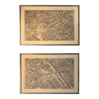 Vintage Paris Maps (Louvre Issued) - A Pair For Sale