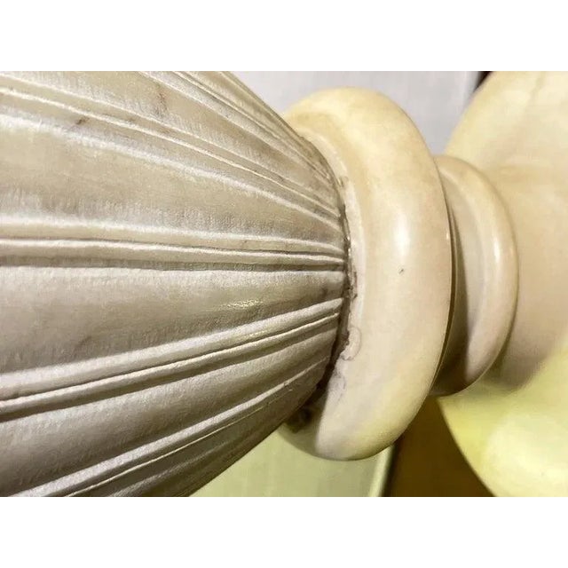 Monumental Neoclassical Carved White Marble Urns - A Pair For Sale - Image 11 of 13
