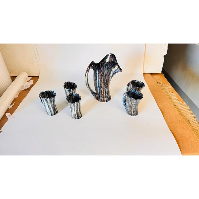 Vintage Ceramic Orangeade Set with Pitcher and Mugs from Vallauris, 1960s, Set of 7 For Sale - Image 9 of 13