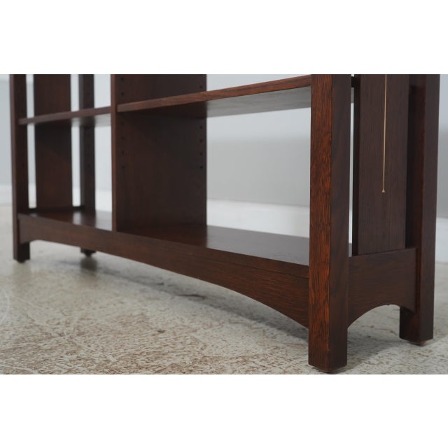 2000 - 2009 Stickley Mission Oak Harvey Ellis 3 Tier Inlaid Bookcase For Sale - Image 5 of 12