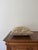 Elegant English vintage accent pillow featuring a beautifully textured floral cut velvet pattern in soft neutral tones....