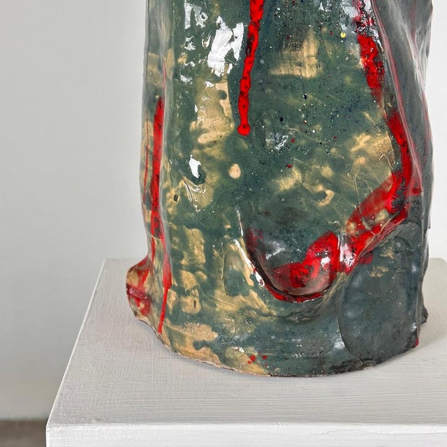 Abstract Decorative Glazed Ceramic Vase Sculpture by Pupo Gino, Italy, 1940s For Sale - Image 10 of 15