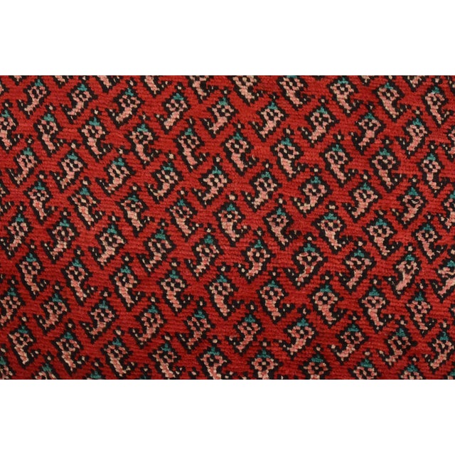 Mir Runner 3’7” X 9’10” Red Wool Vintage Tribal Hand-Knotted Oriental Rug For Sale - Image 4 of 14