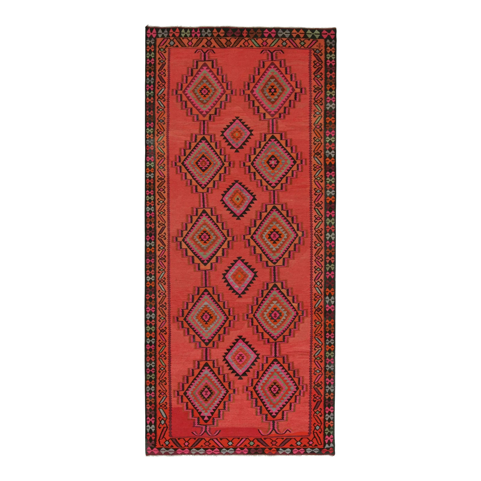Vintage Persian Kilim in Red & Black With Diamond Patterns by Rug ...