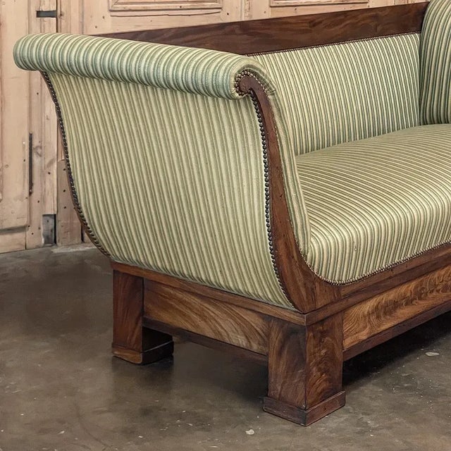Oxblood Red 19th Century French Charles X Mahogany Sofa For Sale - Image 8 of 13