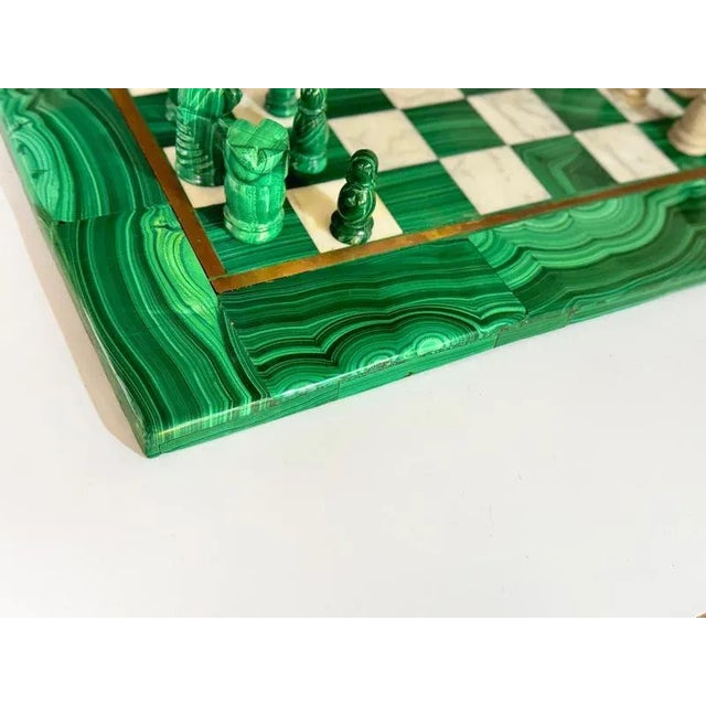 Large Early 20th Century Malachite & Carrara Marble Chess Board, 1920s For Sale - Image 4 of 13