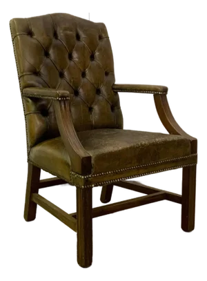 Antique Leather Gainsborough Armchair, 1900s