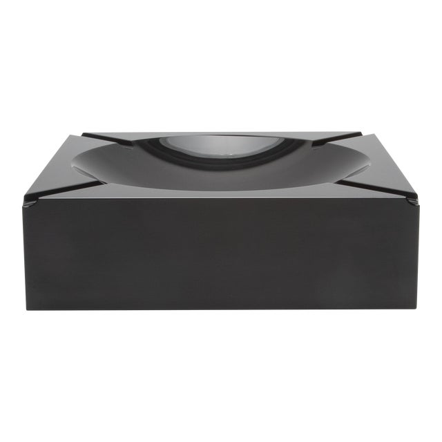 Black Crystal Cigar Ashtray by Ka Glass For Sale