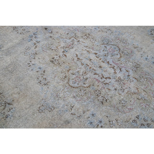 Mid 20th Century Vintage Persian Overdyed Gray Handmade Medallion Wool Rug For Sale In New York - Image 6 of 8