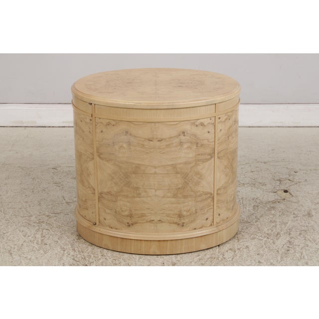 Pair of Drexel Heritage Burl Ash Oval End Tables For Sale - Image 11 of 14