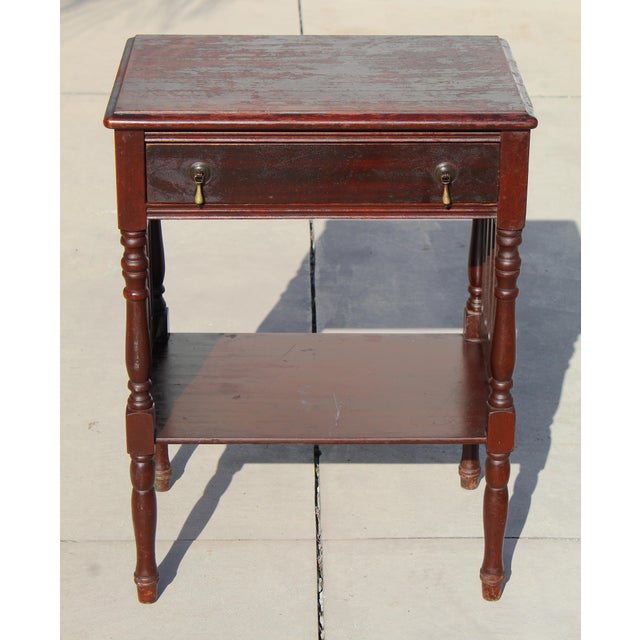 Early 20th Century Arts & Crafts Victorian Revival Slatted Side Table With Turned Legs For Sale - Image 4 of 15