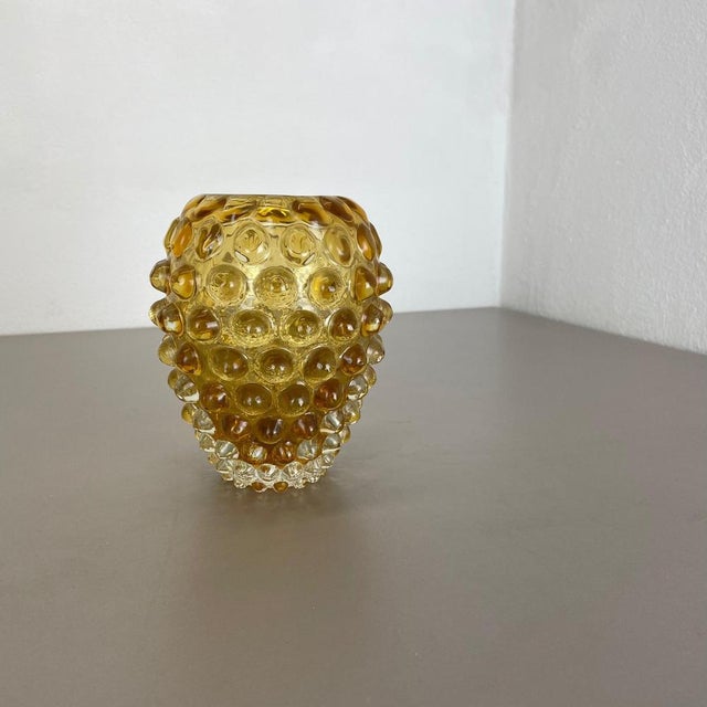 Yellow Murano Lenti Glass Vase Element attributed to Ercole Barovier and Toso, Italy, 1960s For Sale - Image 3 of 18