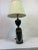 Mid-Century Modern Italian Hand-Painted Tole Lamp Featuring Ebony Finish With Gold Accents and Mirrored Panels For Sale - Image 3 of 12
