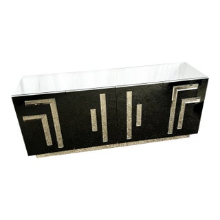 Vintage Art Deco Smoked Mirrored and Mirrored Credenza For Sale