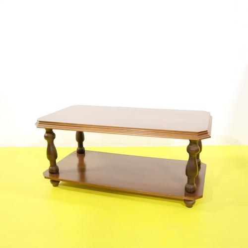 Wooden Coffee Table with Turned Legs and Top For Sale - Image 6 of 6