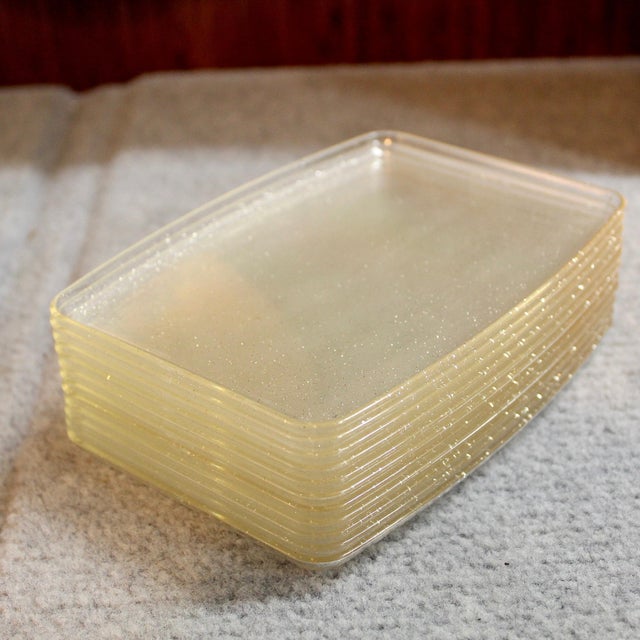 Vintage Snack Trays Acrylic With Gold | Set of 11 For Sale - Image 4 of 5
