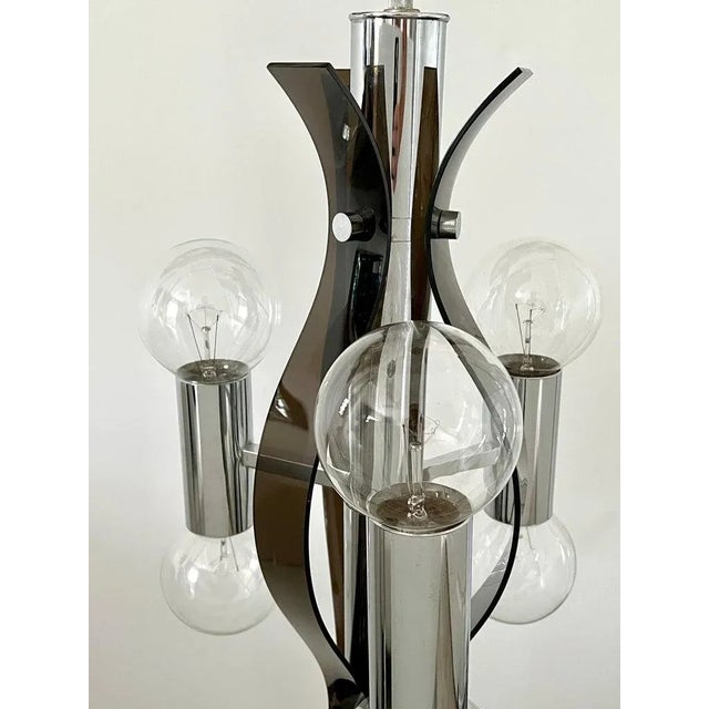1970s Sculptural Chandelier in Chrome and Smoked Lucite, Robert Sonneman, C. 1970's For Sale - Image 5 of 13
