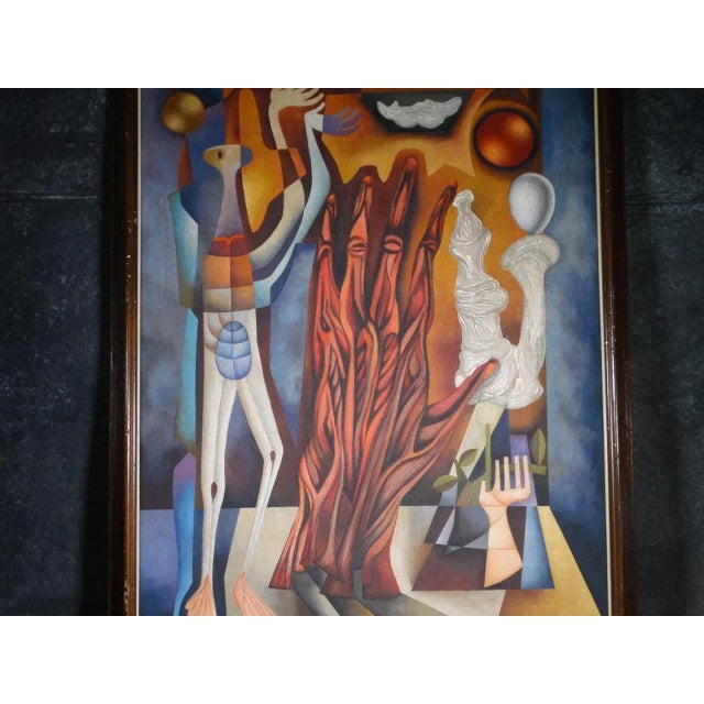 Figurative Jose Maria De Servin Surrealist Tableau Oil Painting on Canvas, Circa 1960s For Sale - Image 3 of 7